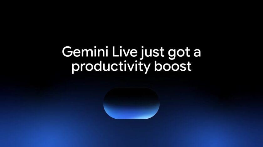 Ilustração oficial do Gemini Live apresentando recursos de produtividade por voz