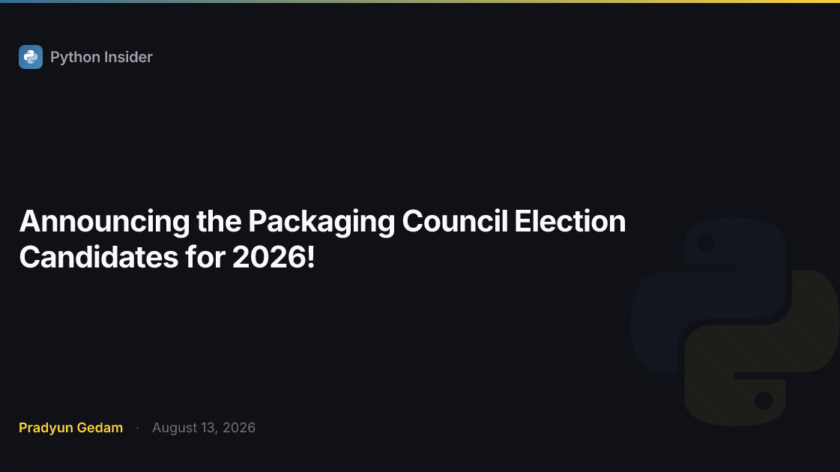 Imagem oficial do anúncio dos candidatos ao Python Packaging Council de 2026