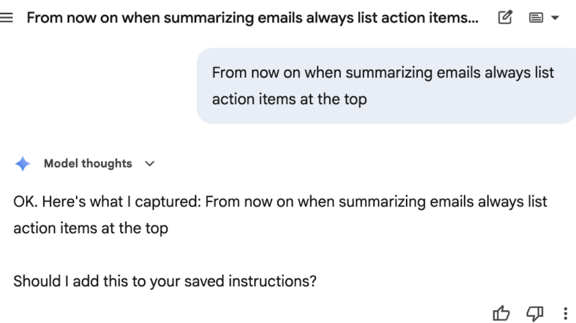 Custom instructions for Gemini in Workspace now available in more apps