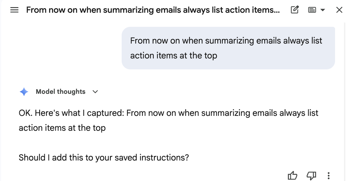 Custom instructions for Gemini in Workspace now available in more apps