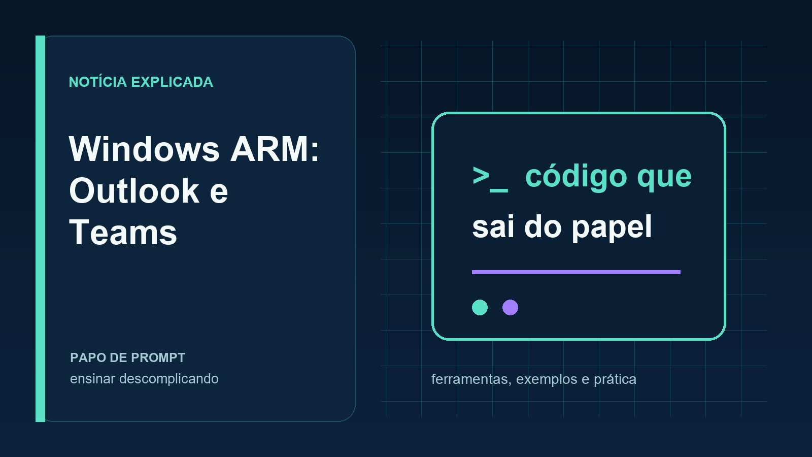 Capa editorial sobre falhas do Outlook e Teams em computadores Windows ARM
