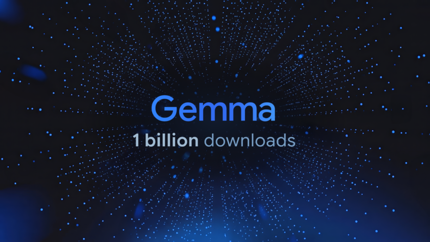 Arte oficial sobre a marca de um bilhão de downloads da Gemma