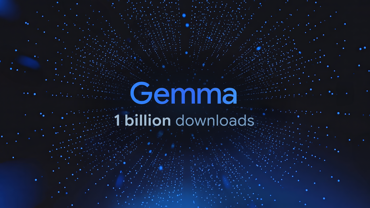 Arte oficial sobre a marca de um bilhão de downloads da Gemma
