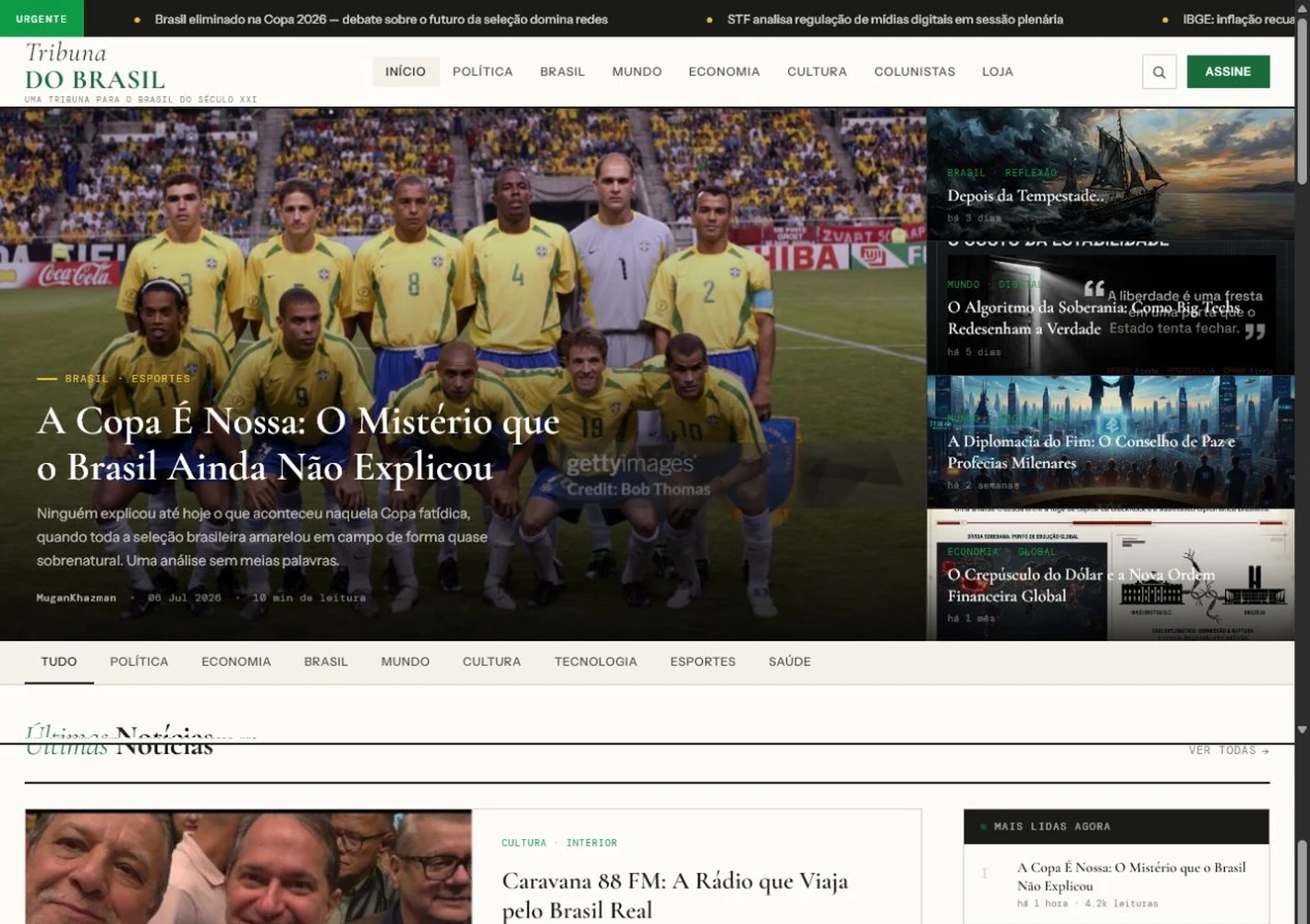 Apresentação visual do projeto Tribuna do Brasil