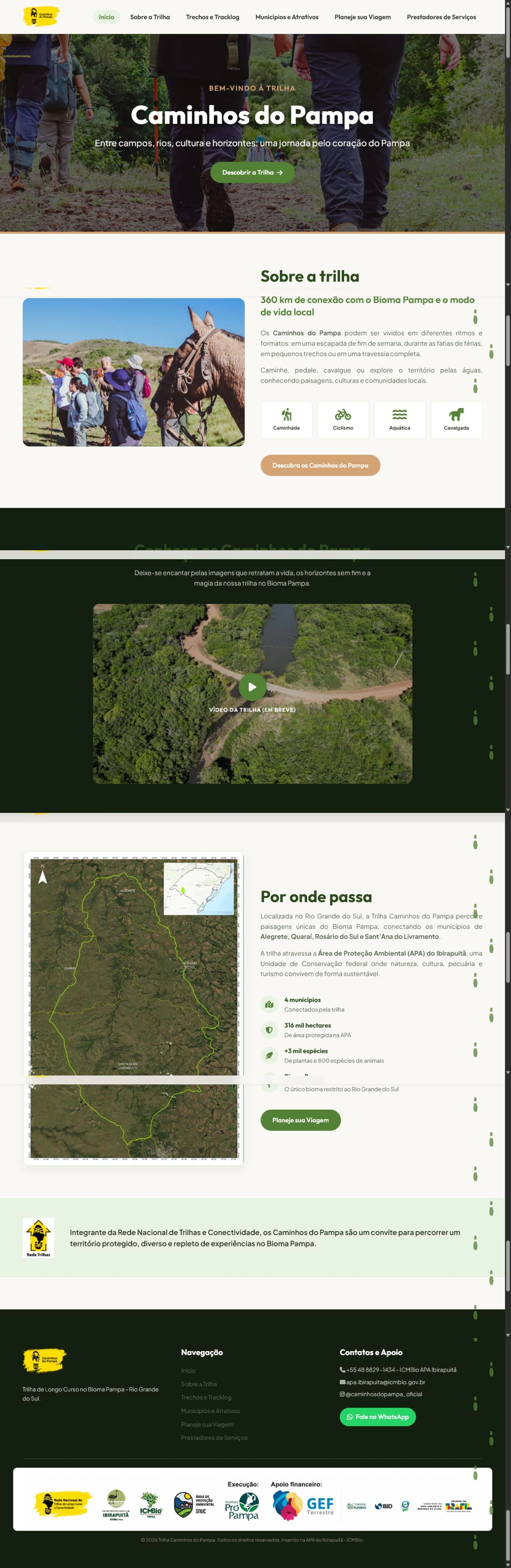 Apresentação visual do projeto Trilhas do Pampa