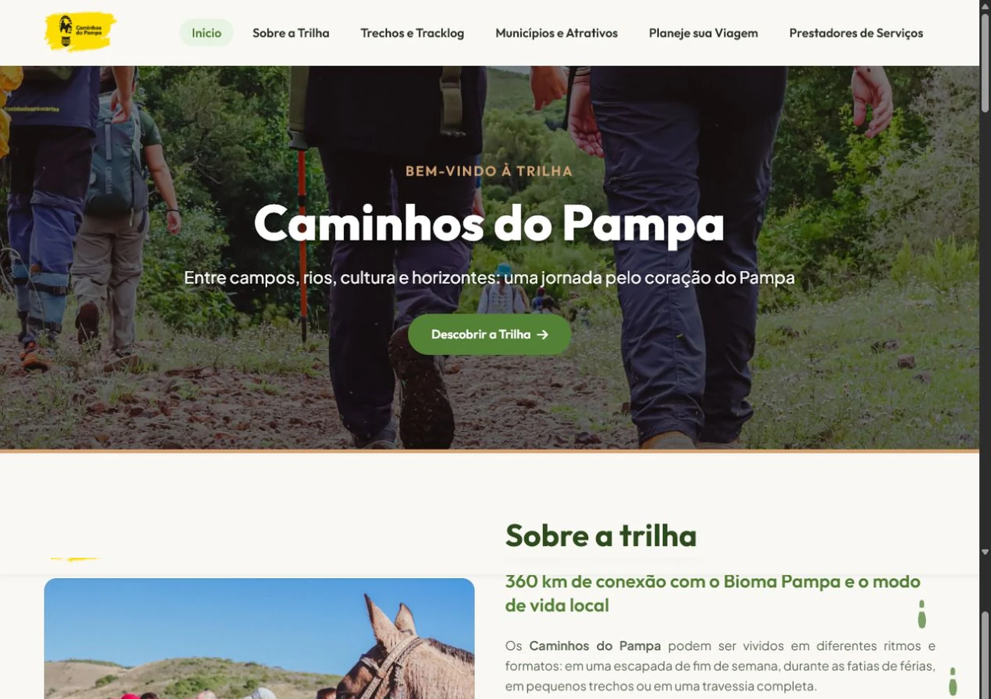 Apresentação visual do projeto Trilhas do Pampa